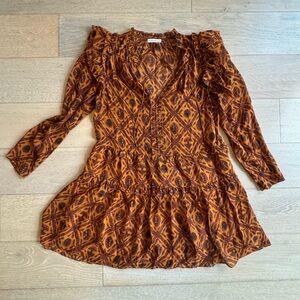 Ulla Johnson Silk Bohemian Patterned Dress - Size 8